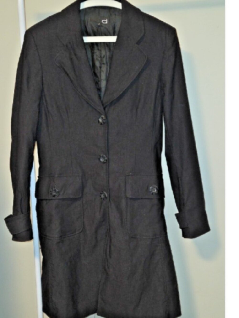 Dynamite Black Long Trench Coat Size 7 Tailored Minimalist Classic Jacket